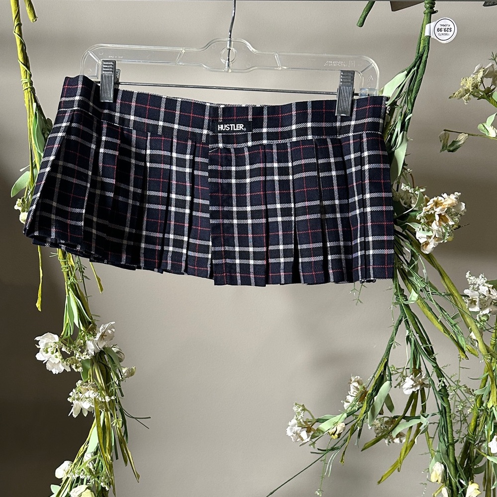 Hustler Hollywood Plaid Mini Skirt - Black, Red, and White
